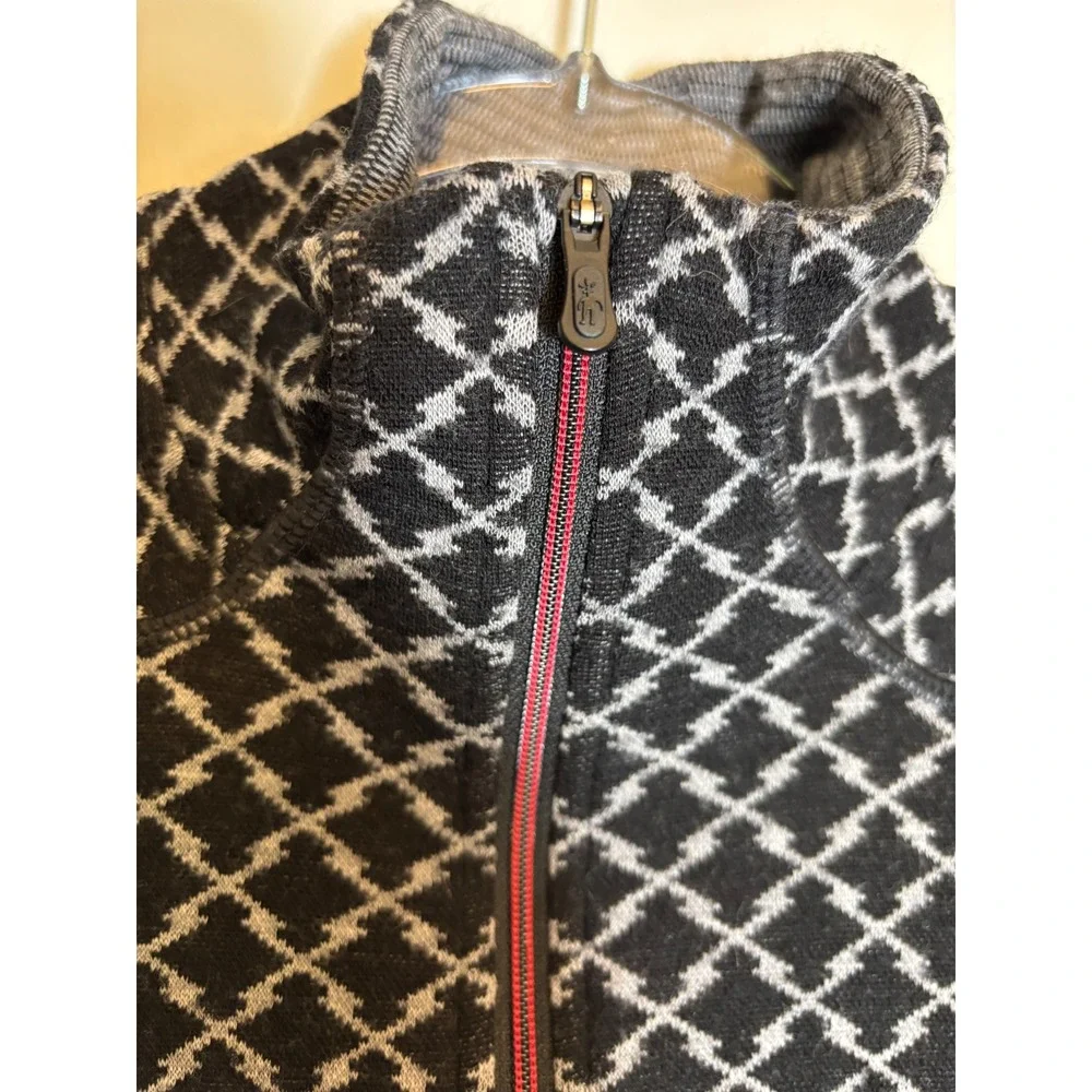 Smartwool Merino 250 Base Layer Womens Small Black White Geometric 1/4 Zip Top - Picture 6 of 10